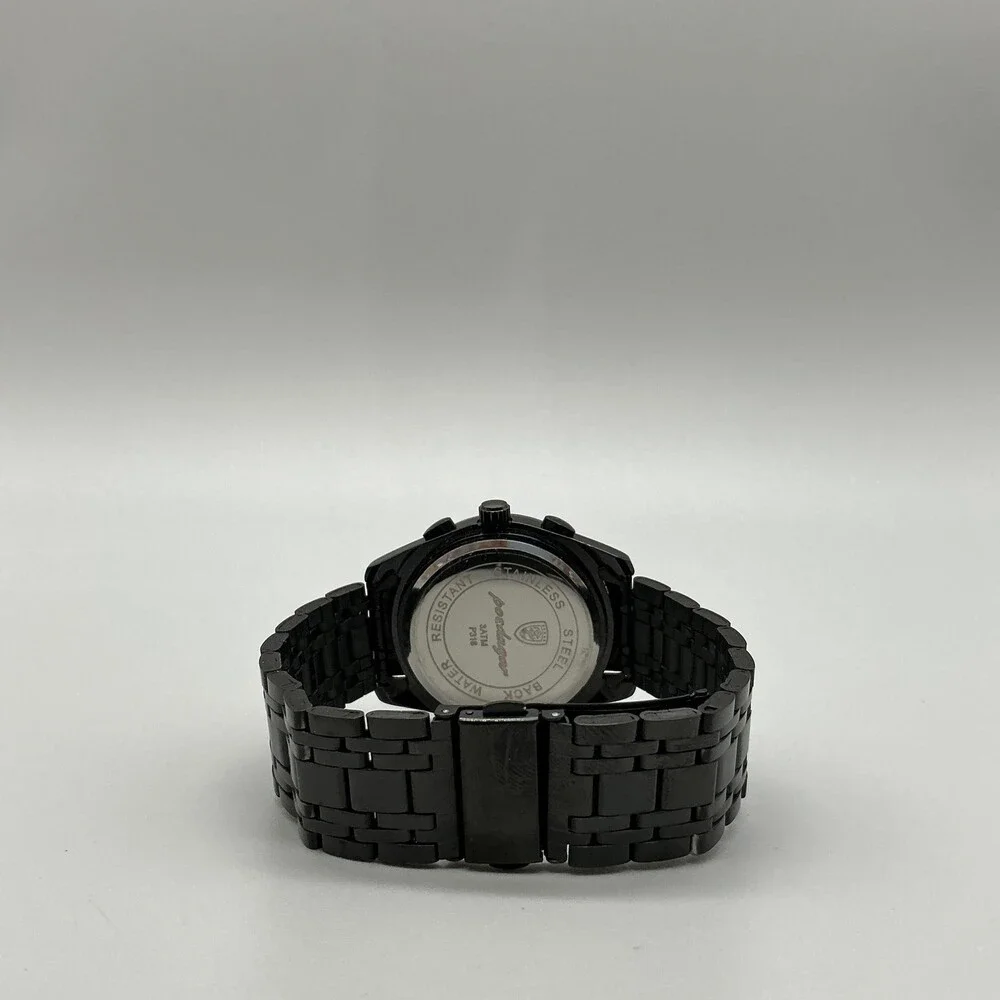 Poedagar Mens Watch 40mm Blue Dial Black Stainless Faux Chrono P318 7.75